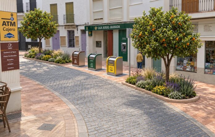 Contenedores soterrados en Nerja Contenedores soterrados en Nerja: recreación de la calle Granada