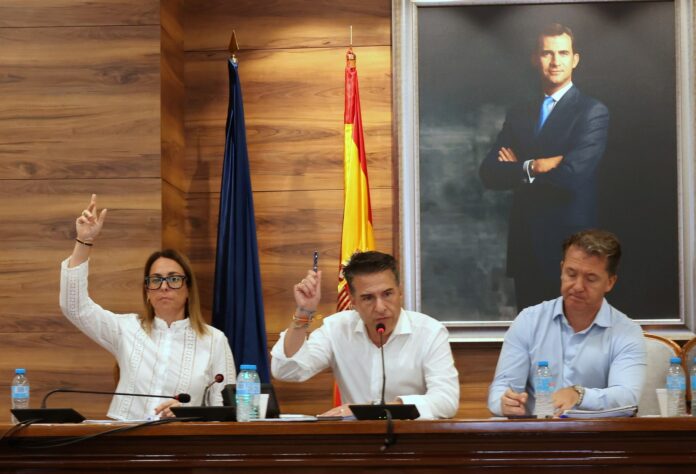Pleno de Torrox que aprobó los puntos de recarga Concejales de Torrox votan a mano alzada en el pleno de octubre que aprobó los puntos de recarga en Torrox